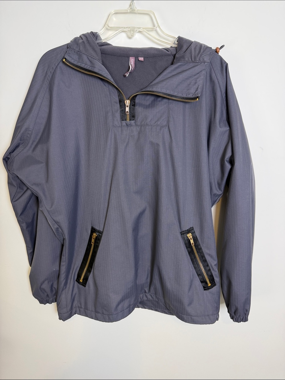 SWEATY BETTY Hooded Rain Anorak Quarter Zip Pullover Jacket, Dark Blue | Sz XS